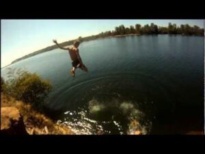 jumping into lake